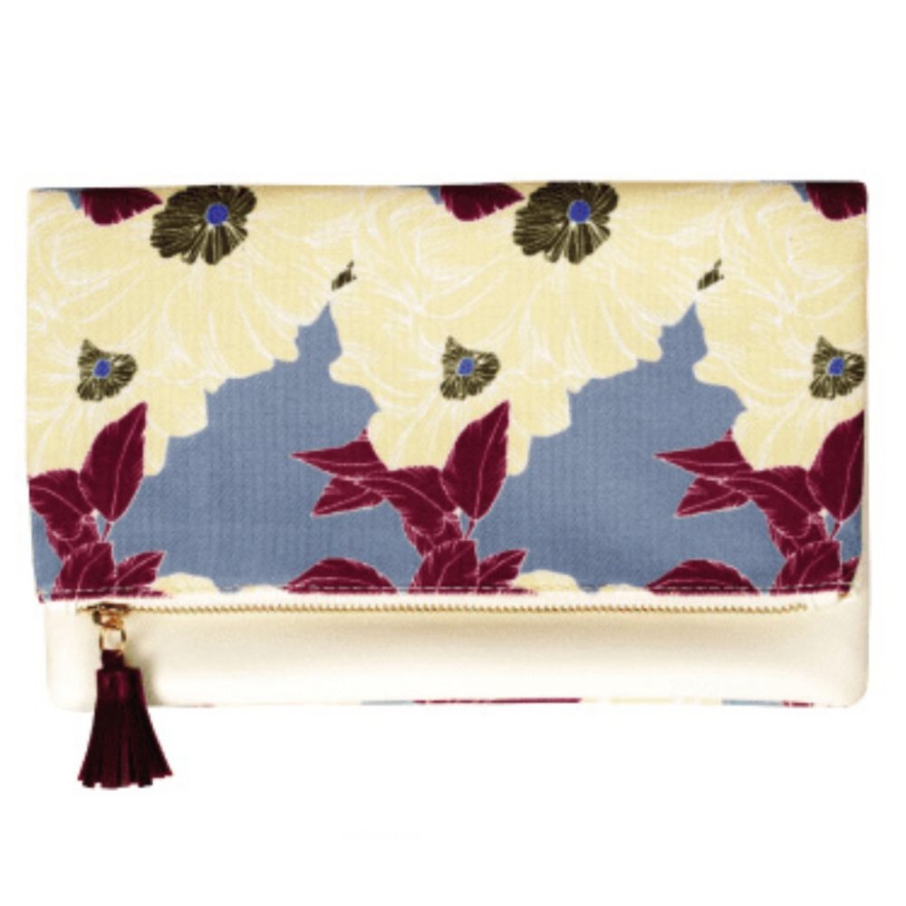 Rachel Pally Reversible Clutch Bag  -Bloom Floral Yellow Mauve